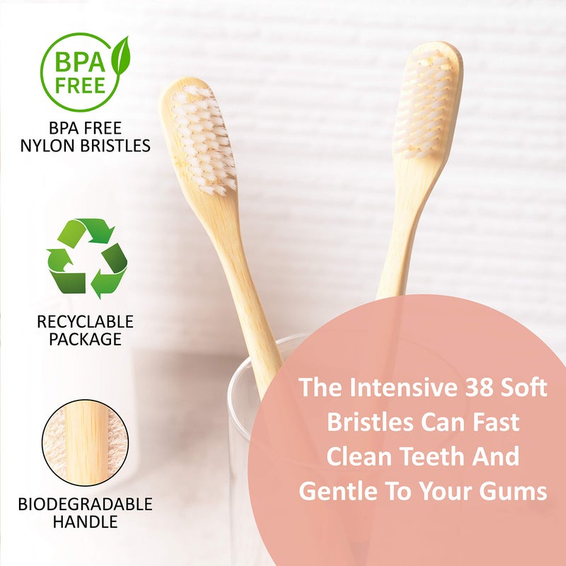 laboos Bamboo Toothbrushes Pack of 4 | eco-Friendly & Biodegradable | Non-Plastic BPA Free Soft Natural Bristles for Gingivitis and Sensitive Teeth | Recyclable Eco Toothbrush Men & Women - Image 4